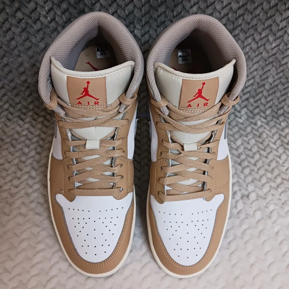 Air Jordan 1 Mid Hemp White Men's Sneakers Shoes Size 11.5